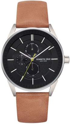 Kenneth Cole New York Dress Sport Stainless Steel Leather-Strap Chronograph Watch