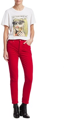RE/DONE High-Rise Velvet Ankle Crop Skinny