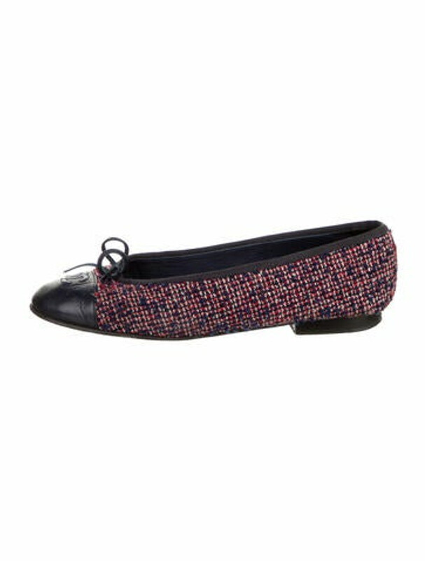 chanel tweed ballet flats