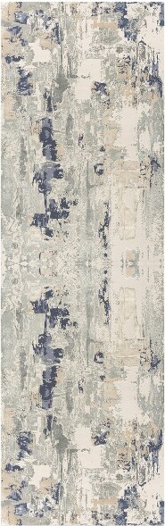 HomeRoots HomeRoots7'BlueAndBeigeAbstractRunnerRug