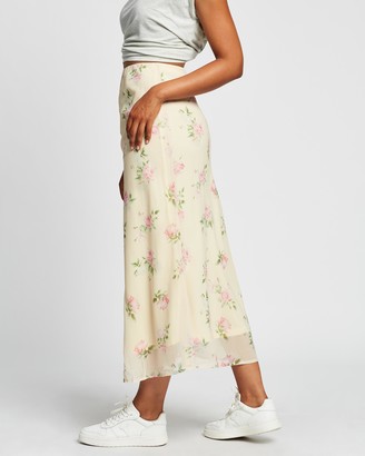 Reverse Women's Yellow Midi Skirts - Floral Midi Skirt - Size S at The Iconic