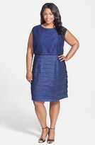 Thumbnail for your product : London Times Lace Overlay Tiered Sheath Dress (Plus Size)
