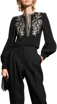 Thumbnail for your product : Andrew Gn Jewel-Embroidered Bishop-Sleeve Blouse