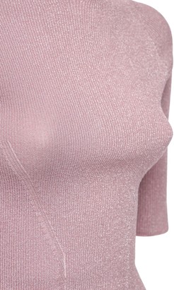 Lanvin Short Sleeve Stretch Lurex Knit Top