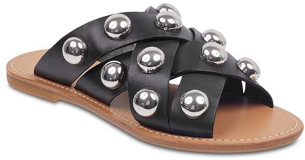 Marc Fisher Women's Raidan Leather Stud Slide Sandals - ShopStyle