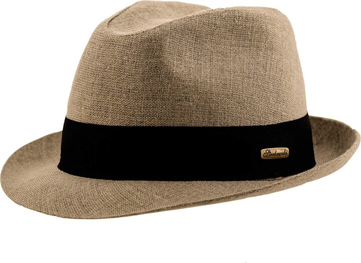 Sterkowski Summer Linen Trilby Sun Hat with Black Band UK 6 7/8 Beige