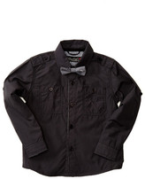 Thumbnail for your product : Sovereign Code Addicted Button Front Long Sleeve Shirt with Tie (Toddler Boys)