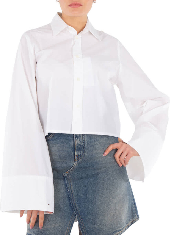 Maison Margiela Cropped Long Sleeve Cotton Shirt