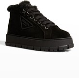 Thumbnail for your product : Prada Suede Shearling Winter Booties