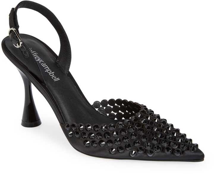TRENDSup Black Glitter Slingback High Heel Pumps Women Shoes Retail $68 