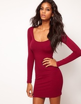 Thumbnail for your product : ASOS Mini Bodycon Dress with Long Sleeves - Grey