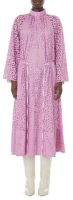 Tibi Women's Lace Drawstring Midi Dress - Pink Lilac - Size XXS