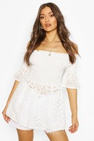 Thumbnail for your product : boohoo Broderie Shirred Bardot Top