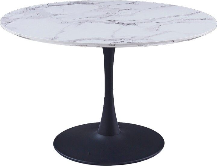 nspire MidCentury Modern Round Pedestal Dining Table White Faux
