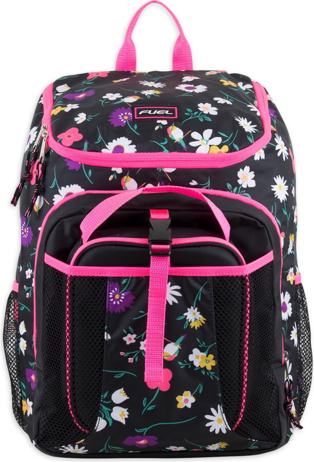 Fuel Unisex Top Loading Backpack and Lunch Bag Set, 2-Piece, Floral Bird Print