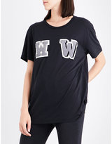 Thumbnail for your product : Off-White Ladies Black Embroidered W-Appliqué Oversized Cotton-Jersey T-Shirt