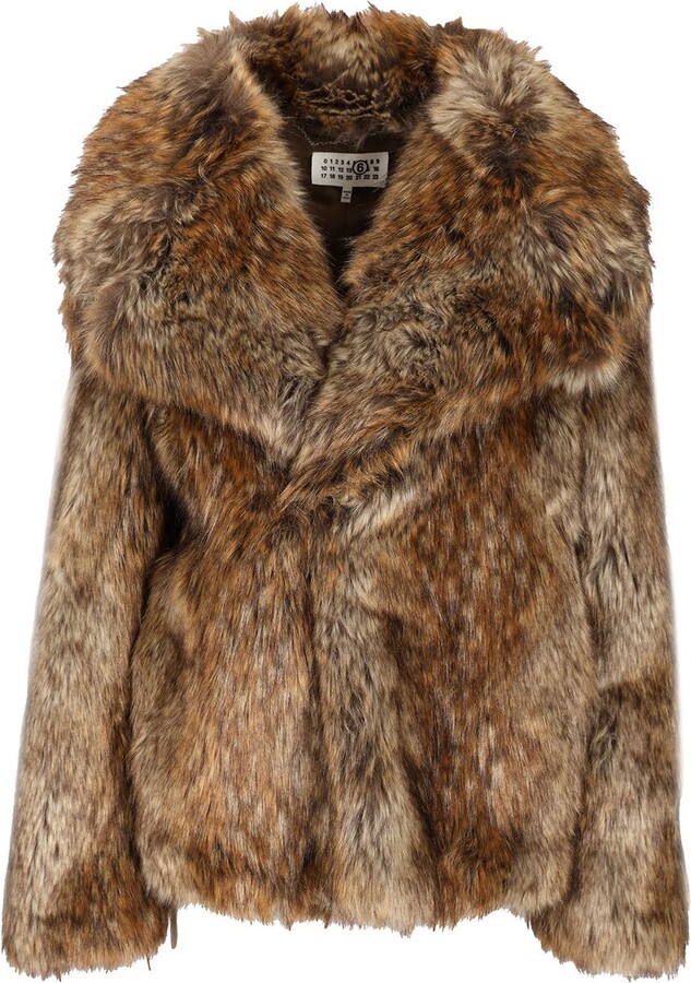 Faux-Fur Jacket Coats Beige