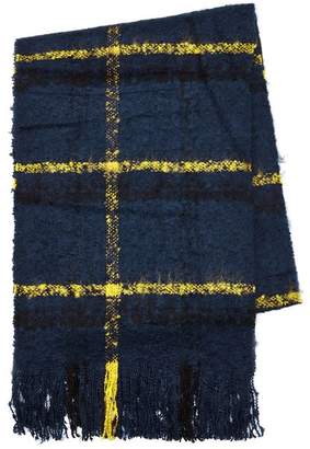 Topman Navy, Black And Yellow Brushed Stripe Scarf
