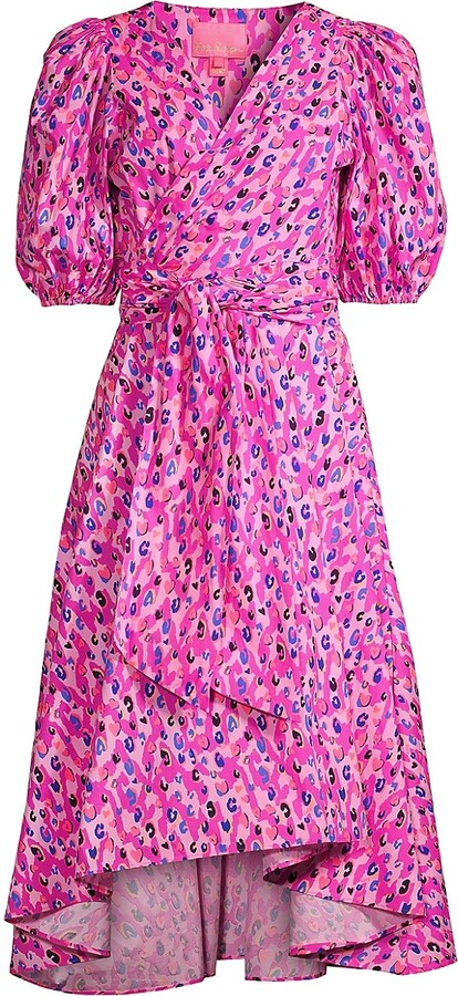 Lilly Pulitzer Juney Leopard Puff-Sleeve Midi-Dress - ShopStyle Day Dresses