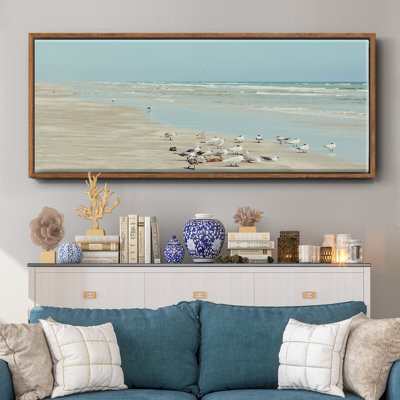 Red Barrel Studio Padre Island Shore Birds- Framed Canvas