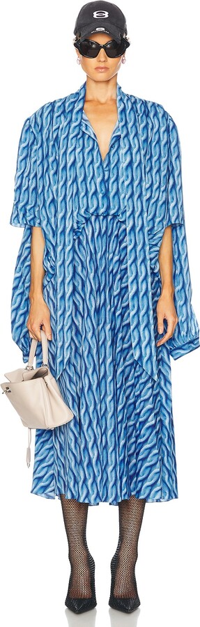 Balenciaga Double Sleeve Dress in Blue