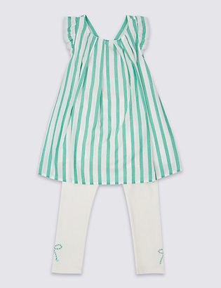 Marks and Spencer 2 Piece Cotton Rich Striped Top & Leggings Outfit (3 Months - 5 Years)