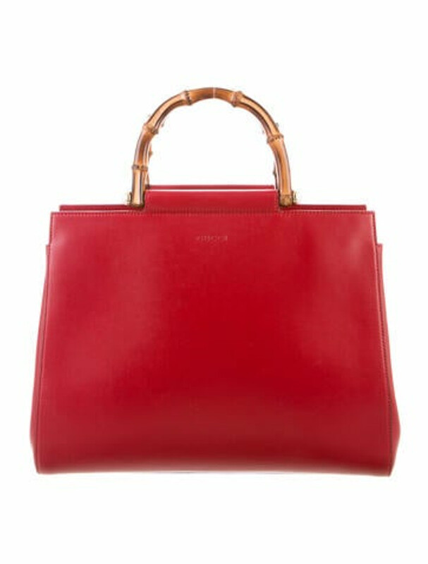 Gucci Medium Nymphaea Bamboo Handle Bag Red ShopStyle