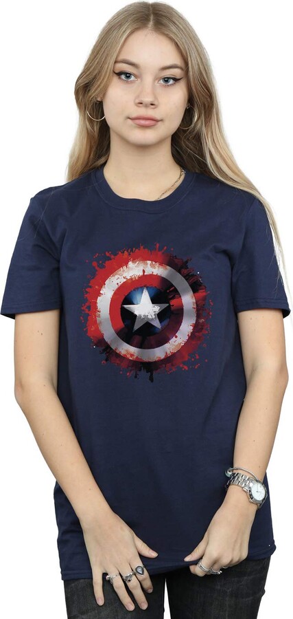 Captain America Avengers Marvel The Falcon and The Winter Soldier The Falcon Logo Womens Boyfriend Fit T-Shirt Official Merchandise Gift Idea for Ladies