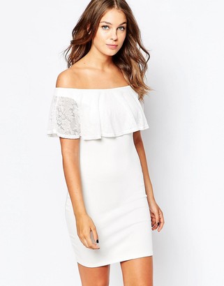 Club L Essentials Body-Conscious Dress with Lace Bardot Detail