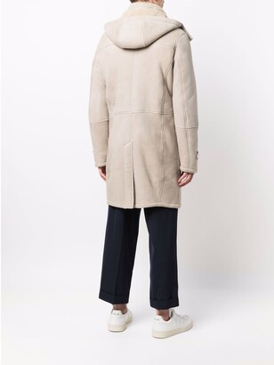 Eleventy Shearling-Lined Leather Coat