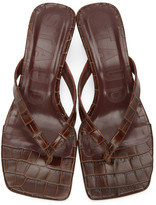 Thumbnail for your product : STAUD Brown Croc Audrey Sandals