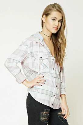 Forever 21 Hooded Plaid Flannel Shirt