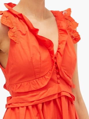 Self-Portrait Brodie Anglaise Cotton-poplin Maxi Dress - Orange