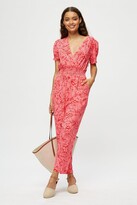 Thumbnail for your product : Dorothy Perkins Women's Petite Pink & Red Palm Print Jumpsuit - bright pink - 12