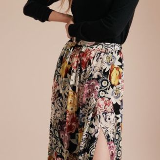 Burberry Floor-length Floral Print Silk Skirt