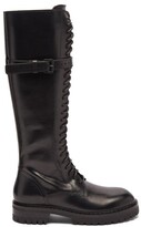 Thumbnail for your product : Ann Demeulemeester Alex Lace-up Leather Flat Knee Boots - Black