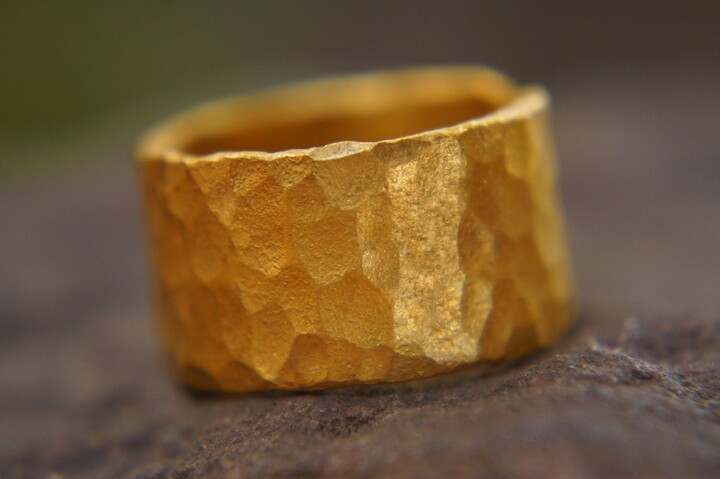 Etsy 24K Wedding Band//24K Yellow Gold//Artisan Hammered Handmade//Fine Gold Ring// Mans Ring//Unisex Solid Gold//24K Band Ring