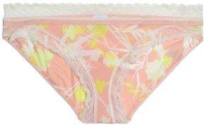 Calvin Klein Lace-Trimmed Printed Stretch Low-Rise Briefs