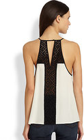 Thumbnail for your product : Parker Georgia Silk & Patterned Eyelet-Paneled Tank