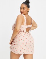 Thumbnail for your product : ASOS Curve ASOS DESIGN Curve towelling square neck cami dress with peaches print