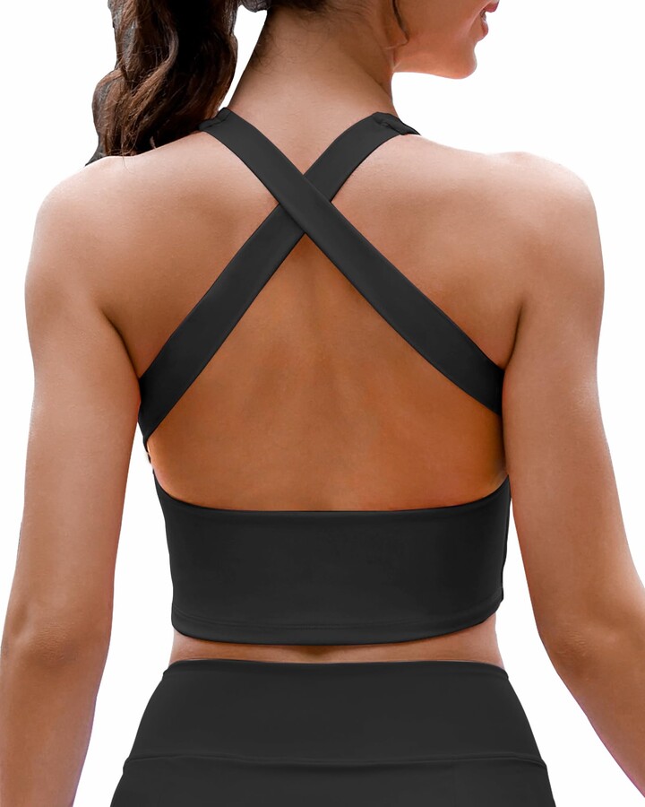 AngiMelo Womens Longline Sports Bra Square Neck Workout Tops Support Crop  Tank Strappy Yoga Top Built in Bra Teens - ShopStyle