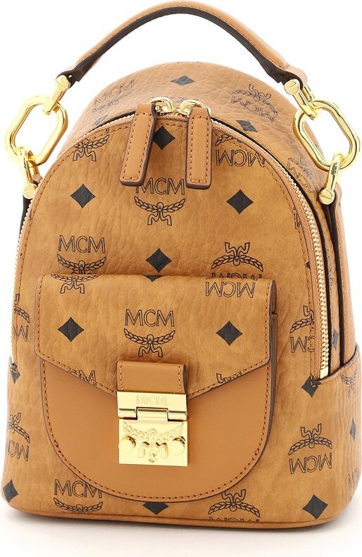 $910 MCM Patricia Visetos Crossbody Shoulder Bag Gold New MWRBAFO02T1001