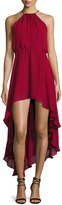 Thumbnail for your product : Haute Hippie Silk Asymmetric High-Low Dress, Crimson