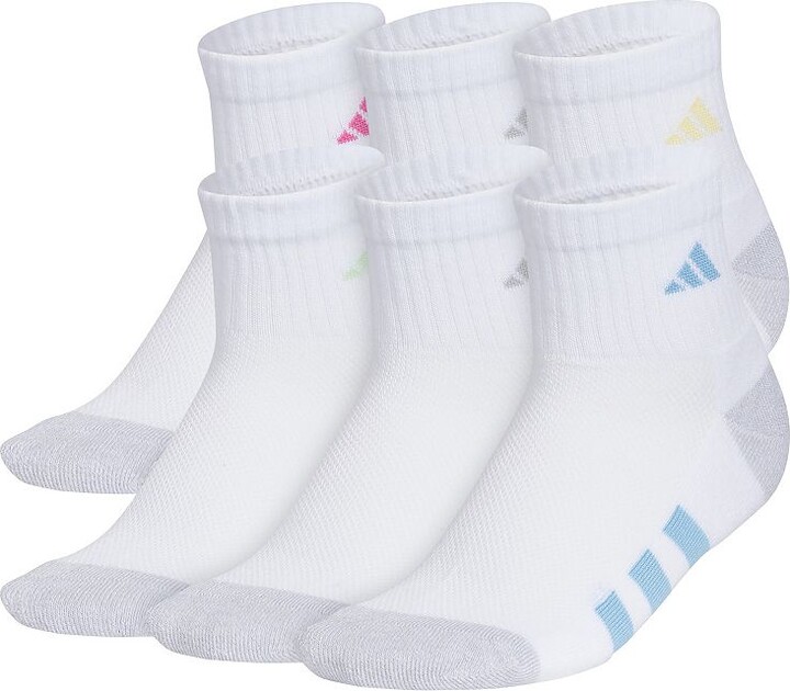 adidas Girls' Athletic Cushioned 6-Pack Quarter Socks