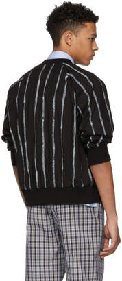 3.1 Phillip Lim Black Painted Stripe Bomber Jacket
