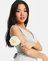 Thumbnail for your product : Maya Petite Bridesmaid open back dress with bow in sage green