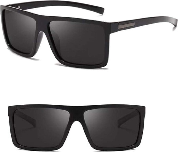 No Name Ltd Black Square Sunglasses Mens Polarised Vintage Retro Rectangle  Wrap Frame - ShopStyle