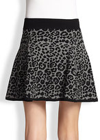 Thumbnail for your product : Milly Cheetah-Print Jacquard Flared Skirt