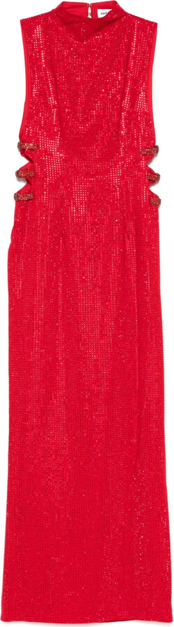 Self-Portrait Rhinestoned Crepe Maxi Dress