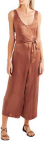 Thumbnail for your product : Hatch Serena Cropped Belted Washed-satin Jumpsuit